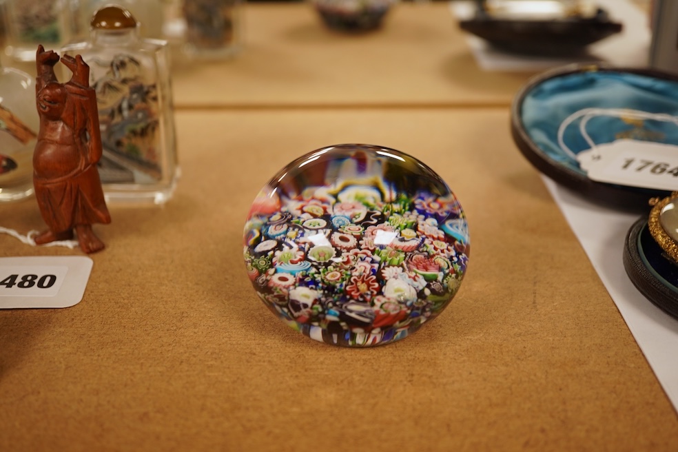 A Clichy millefiori paperweight, 7cm in diameter